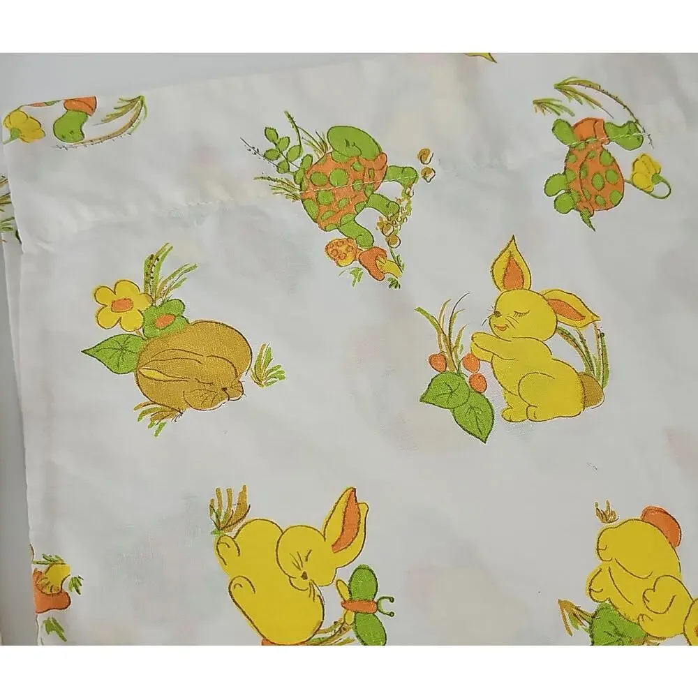 Set of Two Baby Toddler Vintage Pillowcases Turtle Bunny 17.5 x 12.25